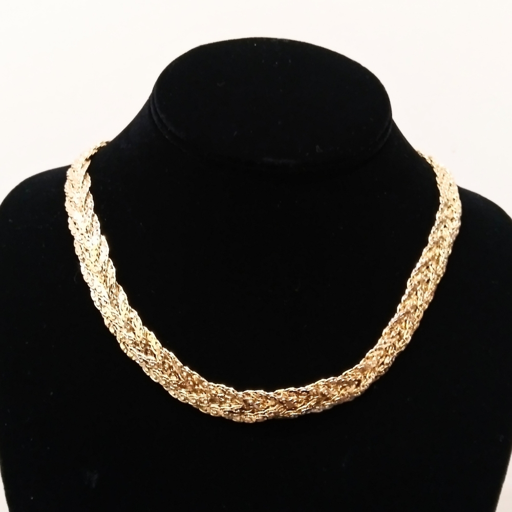 Gold Plated Wide Braid Necklace
